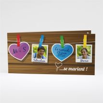 Faire-part mariage Romantique et sympa personnalisable - 21 x 10 cm fermé - Monfairepart