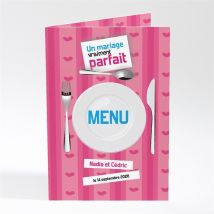 Menu mariage Un mariage vraiment parfait personnalisable - 10 x 14,5 cm - Monfairepart