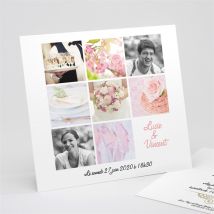 Faire-part mariage Carte multi photo mariage personnalisable - 15 x 14 cm - Monfairepart