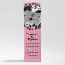 Carte de remerciement mariage Carte baroque rose personnalisable - 5,4 x 19,4 cm - Monfairepart