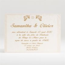 Carton d'invitation mariage Beige et blanc personnalisable - 11 x 7,5 cm - Monfairepart