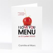Menu mariage I love you personnalisable - 10 x 14,5 cm - Monfairepart
