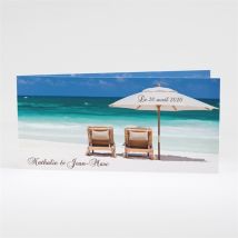Faire-part mariage Sable fin et mer turquoise... personnalisable - 21 x 10 cm fermé - Monfairepart