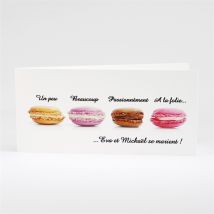 Faire-part mariage Jolis macarons personnalisable - 21 x 10 cm fermé - Monfairepart