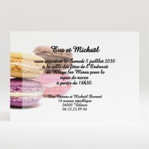 Carton d'invitation mariage Jolis macarons personnalisable - 11 x 7,5 cm - Monfairepart