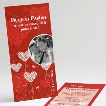 Faire-part mariage Rouge et romantique personnalisable - 10 x 21 cm - Monfairepart