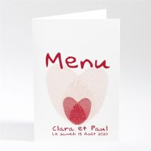 Menu mariage Faire part Rouge et blanc personnalisable - 10 x 14,5 cm - Monfairepart