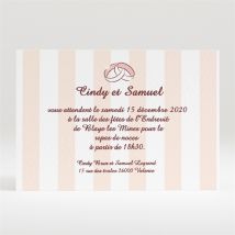 Carton d'invitation mariage Rayures blanches et beiges personnalisable - 11 x 7,5 cm - Monfairepart