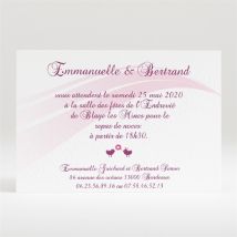 Carton d'invitation mariage Oiseaux roses et violets personnalisable - 11 x 7,5 cm - Monfairepart