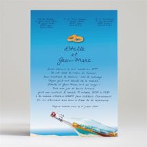 Faire-part mariage Une bouteille à la mer personnalisable - 14,5 x 21 cm - Monfairepart