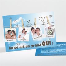 Faire-part mariage le fil à linge mariage personnalisable - 13,8 x 9,5 cm - Monfairepart