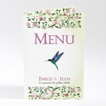 Menu mariage Champêtre violet personnalisable - 10 x 14,5 cm - Monfairepart