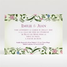 Carton d'invitation mariage Champêtre violet personnalisable - 11 x 7,5 cm - Monfairepart