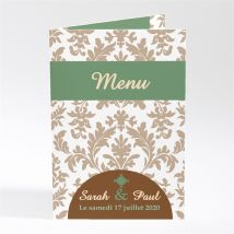 Menu mariage Carte marron et verte personnalisable - 10 x 14,5 cm - Monfairepart