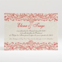 Carton d'invitation mariage Baroque rouge et or personnalisable - 11 x 7,5 cm - Monfairepart