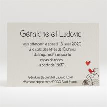 Carton d'invitation mariage Fleurs rouges et grises personnalisable - 11 x 7,5 cm - Monfairepart