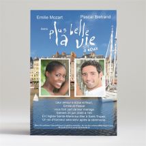 Faire-part mariage Plus belle la Vie personnalisable - 14,5 x 21 cm - Monfairepart