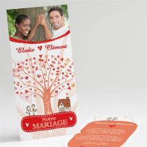 Faire-part mariage l'Arbre de l'Amour personnalisable - 10 x 21 cm - Monfairepart