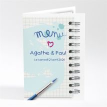 Menu mariage Carnet d'écolier enfant personnalisable - 14,5 x 21 cm - Monfairepart