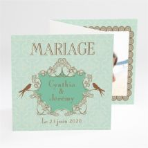 Faire-part mariage Mariage baroque et fantaisie personnalisable - 10 x 10 cm - Monfairepart