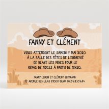 Carton d'invitation mariage Far west humour personnalisable - 11 x 7,5 cm - Monfairepart