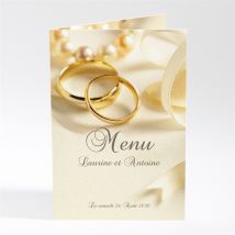 Menu mariage Alliances fond crème personnalisable - 10 x 14,5 cm - Monfairepart
