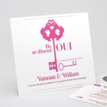 Faire-part mariage La Clé du Bonheur personnalisable - 15 x 14 cm - Monfairepart