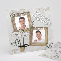 Faire-part mariage Photos dans les cadres personnalisable - 15 x 14 cm - Monfairepart