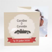 Faire-part mariage Voiture vintage personnalisable - 10 x 10 cm - Monfairepart