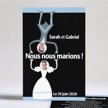 Faire-part mariage Annonce décalée personnalisable - 14,5 x 21 cm - Monfairepart