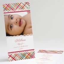 Faire-part naissance Motifs rayés personnalisable - Couleur Multicolore - 10 x 21 cm - Monfairepart