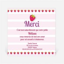 Remerciement naissance Jolie Petite Fraise personnalisable - 9,5 x 9,5 cm - Monfairepart