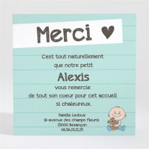 Remerciement naissance Son Roman Photo personnalisable - 9,5 x 9,5 cm - Monfairepart
