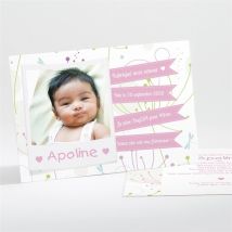 Faire-part naissance Faire part photo buccolique personnalisable - 13,8 x 9,5 cm - Monfairepart