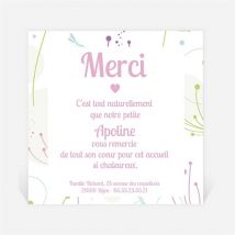 Remerciement naissance Faire part photo buccolique personnalisable - 9,5 x 9,5 cm - Monfairepart
