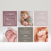 Faire-part naissance Photo et typo retro vintage personnalisable - Couleur Violet - 14,5 x 21 cm - Monfairepart