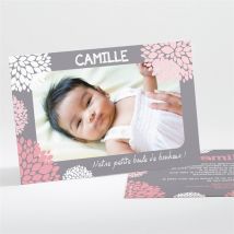 Faire-part naissance Nature et pastel photo personnalisable - Couleur Gris - 13,8 x 9,5 cm - Monfairepart