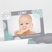 Faire-part naissance Mon Elegant faire part personnalisable - Couleur Gris - 13,8 x 9,5 cm - Monfairepart