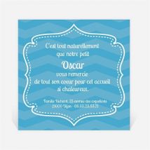 Remerciement naissance Bleu et photos personnalisable - 9,5 x 9,5 cm - Monfairepart