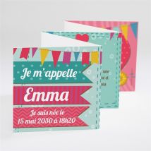 Faire-part naissance personnalisable - 7,5 x 7,5 cm - Monfairepart
