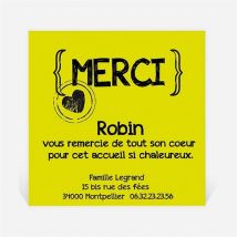 Remerciement naissance Pictogrammes sur photo personnalisable - 9,5 x 9,5 cm - Monfairepart