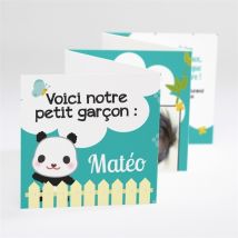 Faire-part naissance Notre Petit Panda personnalisable - 7,5 x 7,5 cm - Monfairepart