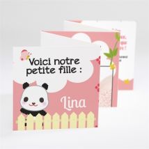Faire-part naissance Un Amour de Panda personnalisable - 7,5 x 7,5 cm - Monfairepart