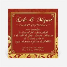 Carton d'invitation mariage Inspiration Bollywood personnalisable - 9,5 x 9,5 cm - Monfairepart