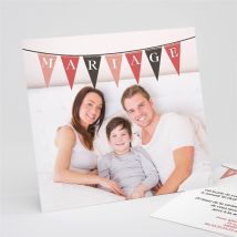 Faire-part mariage Mariage sous les fanions personnalisable - 15 x 14 cm - Monfairepart