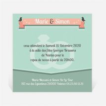 Carton d'invitation mariage Silhouettes noires et blanches personnalisable - 9,5 x 9,5 cm - Monfairepart