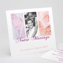 Faire-part mariage Dans un lit de roses personnalisable - 15 x 14 cm - Monfairepart