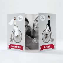 Faire-part mariage Vélo vintage photo personnalisable - 14,5 x 10,5 cm fermé - Monfairepart