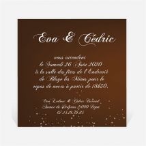 Carton d'invitation mariage Marron et doré personnalisable - 9,5 x 9,5 cm - Monfairepart