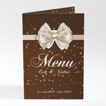 Menu mariage Marron et doré personnalisable - 10 x 14,5 cm - Monfairepart